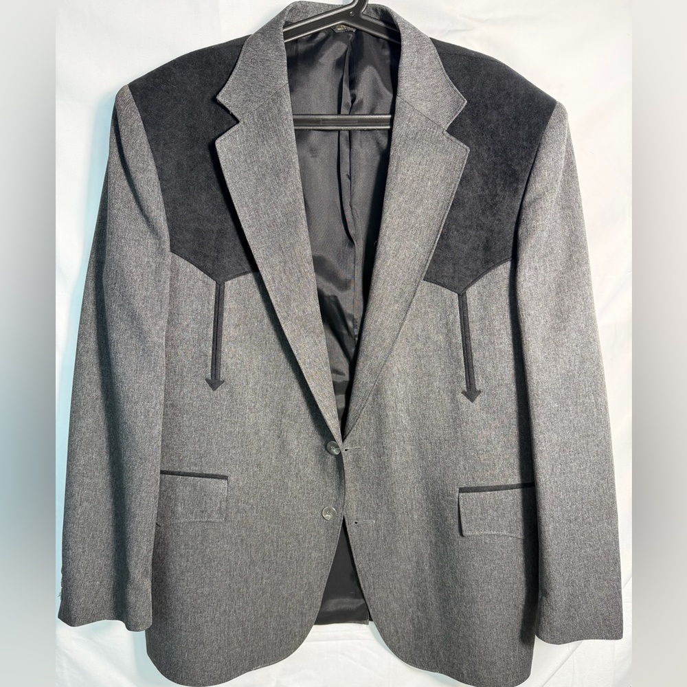 Pagano West Sport Coat Men's 46R USA Suede Shoulders Blazer Western Cowboy